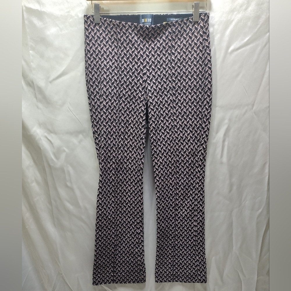 Anthropologie Maeve Margot Kick Flare Cropped Pant XS Black Pink Geometric Retro